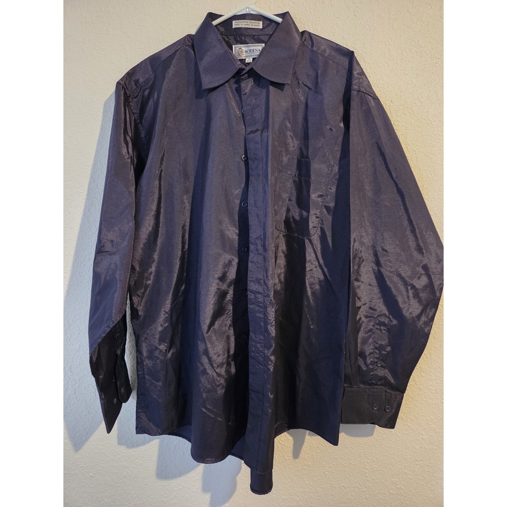 Modena Deep Purple  Long Sleeve Button Up Dress Shirt Mens Size 17 34/35